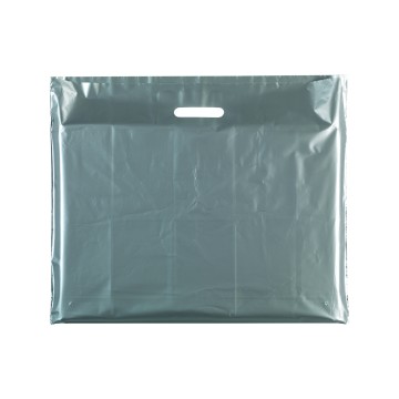 Silver Classic Gloss Plastic Carrier Bags - 56 x 45 + 10cm