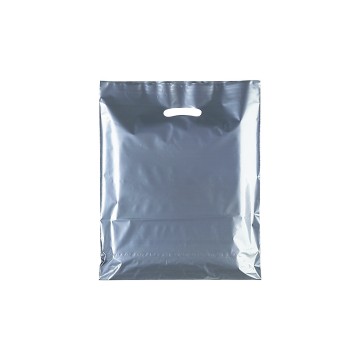 Silver Classic Gloss Plastic Carrier Bags - 39 x 45 + 10cm