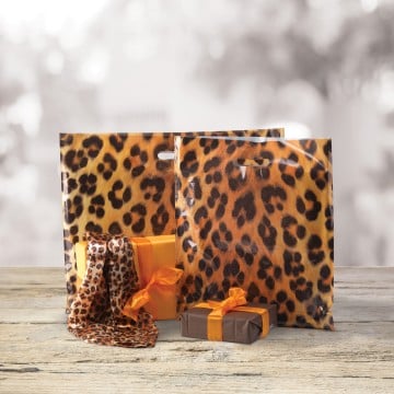 Leopard Print Classic Gloss Plastic Carrier Bags