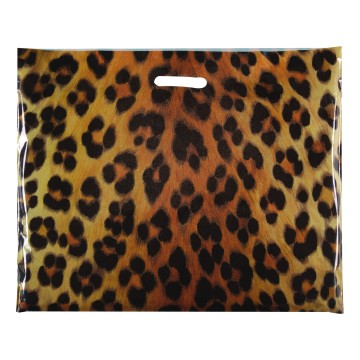 Leopard Print Classic Gloss Plastic Carrier Bags - 56 x 45 + 8cm