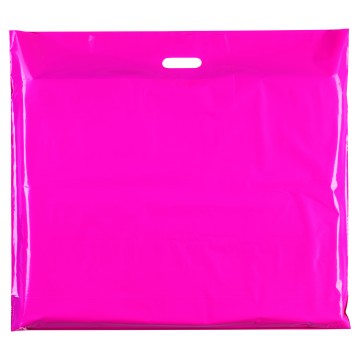 Fuchsia Pink Classic Gloss Plastic Carrier Bags - 70 x 60 + 15cm