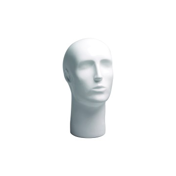 Abstract Gloss White Male Mannequin Head - 33cm