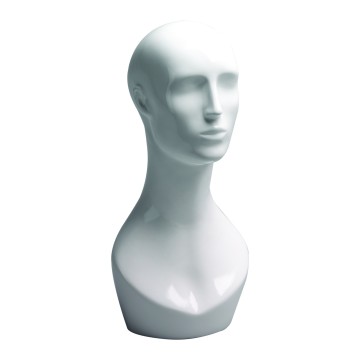Gloss White Male Mannequin Head - 50cm
