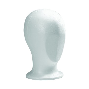 Polystyrene White Flocked Unisex Mannequin Head - 26cm
