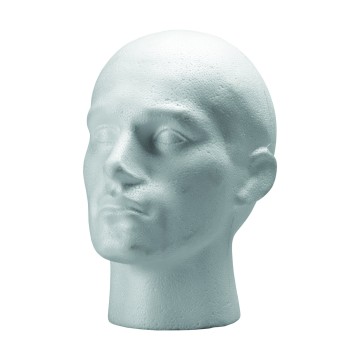 Economy White Male Realistic Mannequin Head - 27cm
