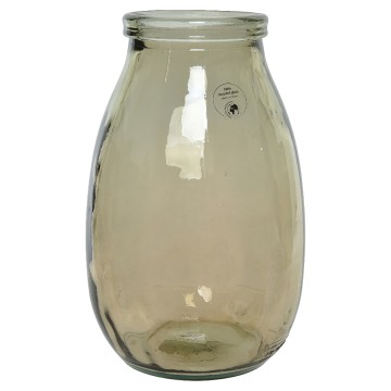 Natural Shiny Recycled Glass Vase - 28 x 18cm