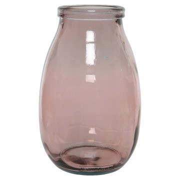 Pink Shiny Recycled Glass Vase - 28 x 18cm