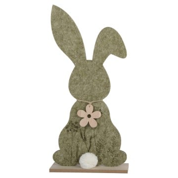 Green Felt Bunny With Pompom Tail & Bow - 42cm