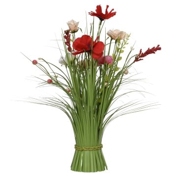Bunch Of Grass With Cherry Blossoms & Orchids - 40cm