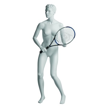 Sports Matt White Female Sculpted Mannequin - Tennis