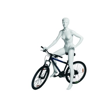 Sports Matt White Female Sculpted Mannequin - Cyclist