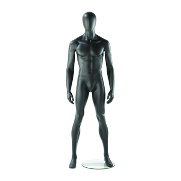 Realistic Matt Slate Grey Male Faceless Mannequin - Legs Astride