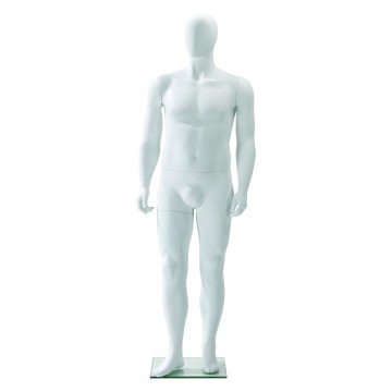 Realistic Matt White Male Faceless Mannequin - Plus-Size