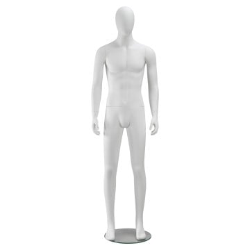 Matt White Male Faceless Mannequin - Hands at Side
