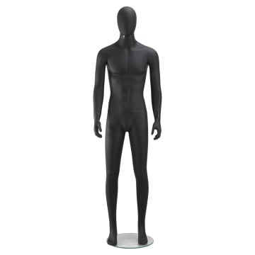 Matt Black Male Faceless Mannequin - Hands at Side
