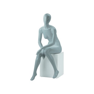 Realistic Matt Light-Grey Female Faceless Mannequin - Seated