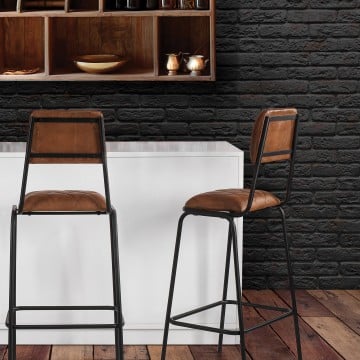 Blue City Leather High Bar Chair - 114 x 52 x 50cm