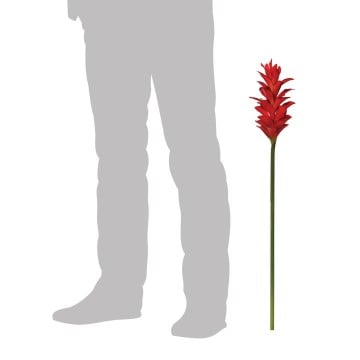 Red Fabric Ginger Flowers On Stem - 75cm