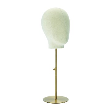 Faceless Linen Display Head with Golden Stand - 48cm