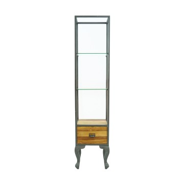 Blue City Iron & Wood Display Cabinet - 40 x 40 x 180.5cm