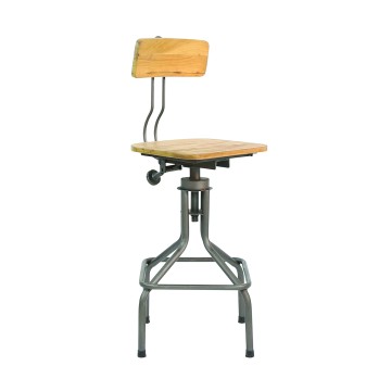 Blue City Teak & Iron Bar Chair - 51 x 51 x 101.5cm