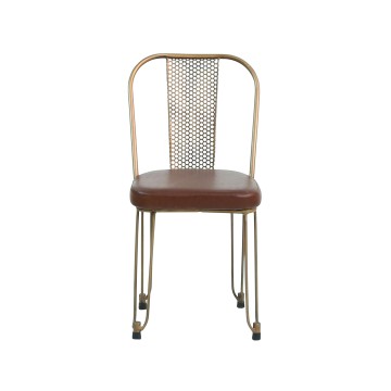 Blue City Iron & Leather Chair - 40 x 43 x 89cm