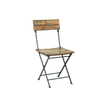 Blue City Folding Wood & Iron Chair - 89 x 43 x 43cm