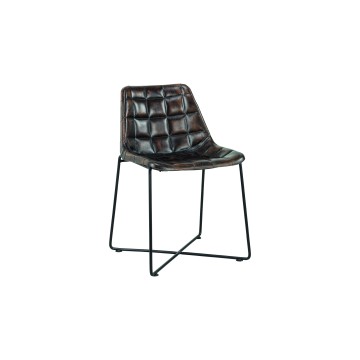 Blue City Leather Scooped Chair - 44 x 74 x 53cm