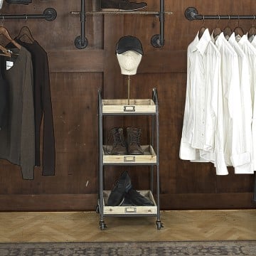 Wood & Metal 3 Tier Display Stand On Wheels