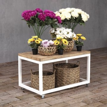 Wood Display Table With Wheels - 60 x 100 x 60cm