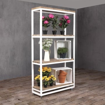 Wood Shelving Unit With Wheels - 220 x 119 x 39cm