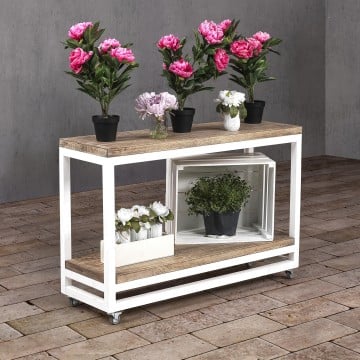 Wood Shelving Unit With Wheels - 80 x 119 x 39cm