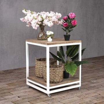 Wood Display Table With Wheels - 100 x 80 x 80cm