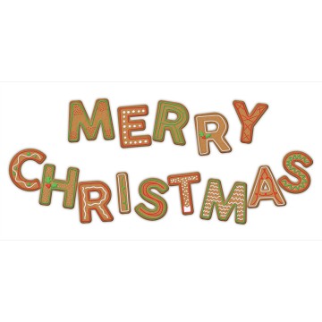 Gingerbread Merry Christmas Window Cling - Centre - 51 x 25cm