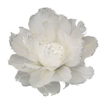 Feather Flower - White - 10 x 10 x 6cm