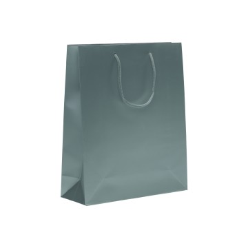Grey Laminated Matt Paper Carrier Bags - 25 x 30 + 9cm