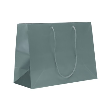 Grey Laminated Matt Paper Carrier Bags - 36 x 26 + 14cm