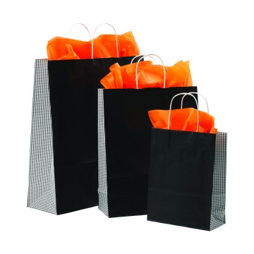 Black Dogtooth Paper Carrier Bags