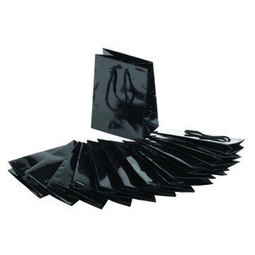 Black Laminated Gloss Paper Carrier Bags Minipack