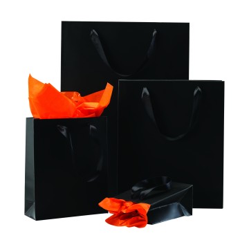 Black Ribbon Handle Matt Paper Carrier Bags