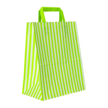 Green Stripe Flat-Handle Paper Carrier Bags