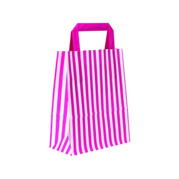 Pink Stripe Flat-Handle Paper Carrier Bags
