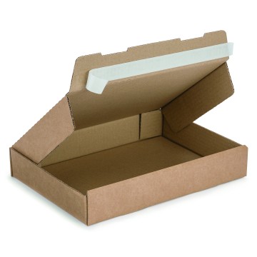 Flat Brown Cardboard Postal Boxes With Adhesive Strip - 430 x 310 x 50mm