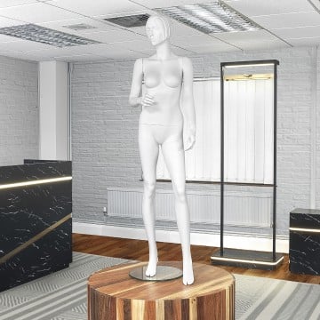 Matt White Female Sculpted Mannequin - Hands at Side
