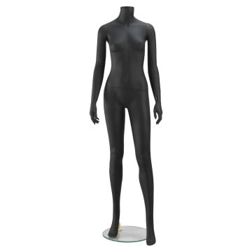 Matt Black Female Headless Mannequin - Hands at Side
