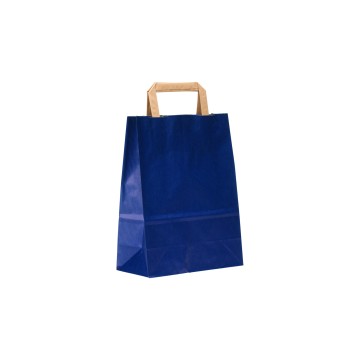 Blue Flat-Handle Paper Carrier Bags - 22 x 29 + 10cm