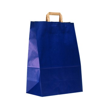 Blue Flat-Handle Paper Carrier Bags - 32 x 45 + 14cm