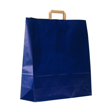 Blue Flat-Handle Paper Carrier Bags -44 x 48 + 16cm