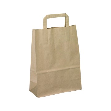 Brown Flat-Handle Paper Carrier Bags - 22 x 29 + 10cm