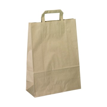 Brown Flat-Handle Paper Carrier Bags - 27 x 37 + 12cm